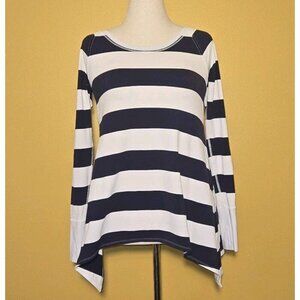 Lululemon Nautical Striped Long Sleeved Top Womens 8 Thumb Hole Navy Blue White